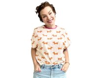 Baumwollsweatstoff DER DACKEL, hellbeige, Cherry Picking