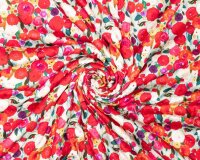 30 cm Reststück Viskosestoff COLORFUL mit Lurex, Rosen, PS fabrics