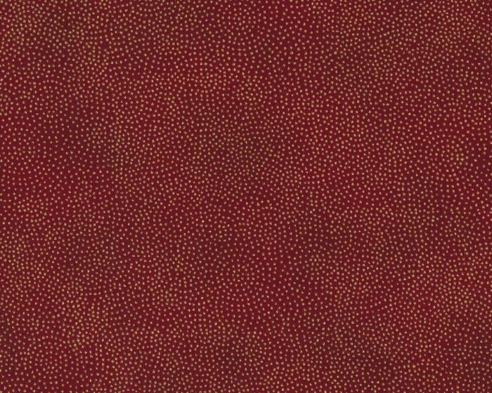 55 cm Reststück Metallic-Patchworkstoff MAGIC CHRISTMAS, Pünktchen, dunkelrot-gold metallic