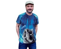 90-cm-Panel Sweatstoff ON THE ROCKS by Thorsten Berger, Mammut, blaugrau
