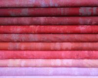 45 cm Reststück Patchworkstoff GRUNGE, uni streifig-meliert, kräftiges hellrot, Moda Fabrics