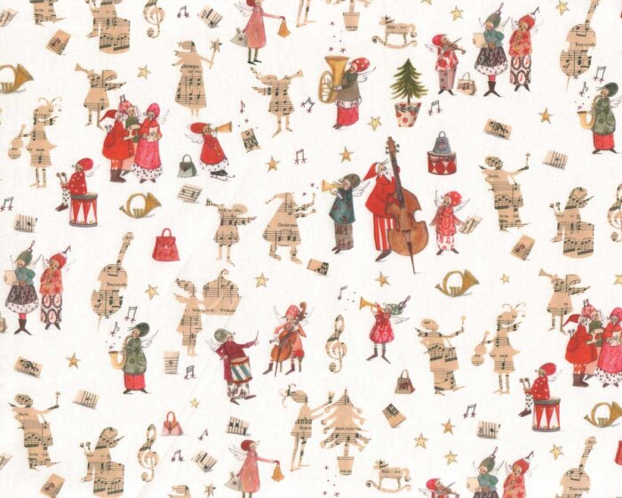 Baumwollstoff WEIHNACHTSMUSIKANTEN, Silke Leffler, Acufactum