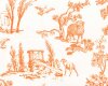 Dekostoff Toile de Jouy ANGELOT, Landschaft, weiß-orange