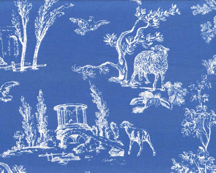 Dekostoff Toile de Jouy ANGELOT, Landschaft, blau