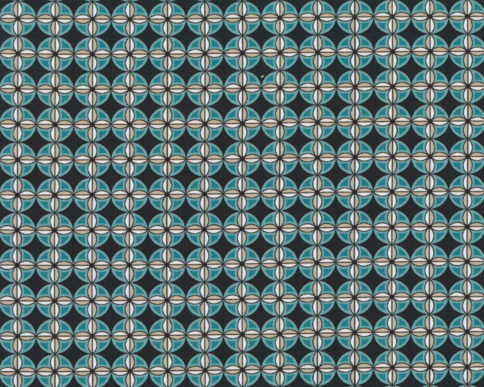 55 cm Reststück Baumwolljersey GEOMETRIC, Vierbatt-Karo, türkis, Hilco