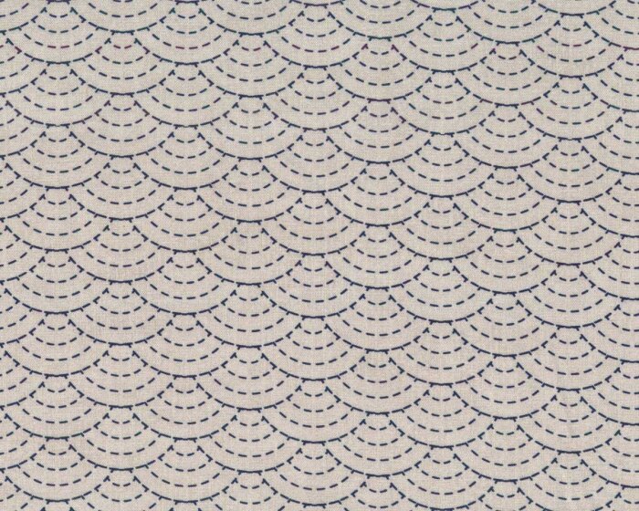 Patchworkstoff EMI YUKI, Wellenbögen, beige-dunkelblau, Sevenberry