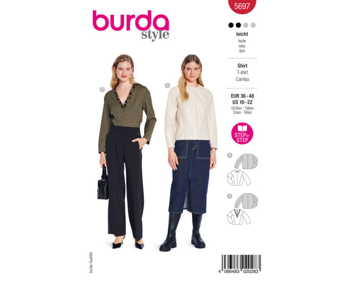 Schnittmuster Shirt mit extravagantem Ausschnitt, burda style 5697