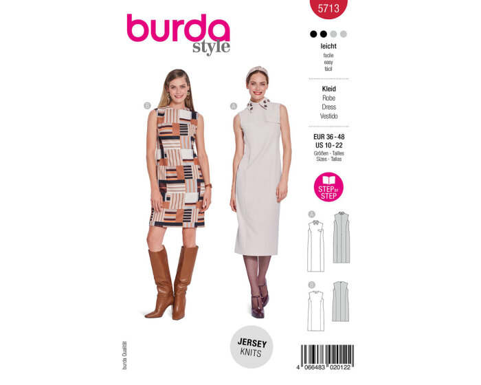 Schnittmuster Shiftdress & Etuikleid, burda style 5713