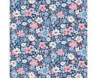 Patchworkstoff VILLAGE LIFE, Vintage-Blumen, dunkelblau,...