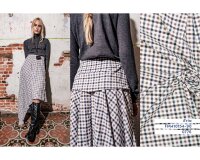 Baumwollstoff TRENCH CHECK, Karo, blau-braun, Fibre Mood