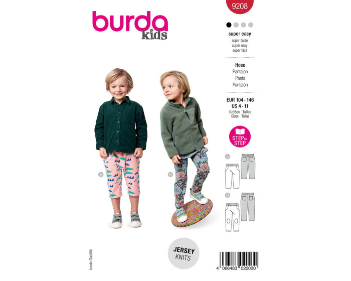 Schnittmuster für Kinder, Hose mit Gummibund, burda kids 9208