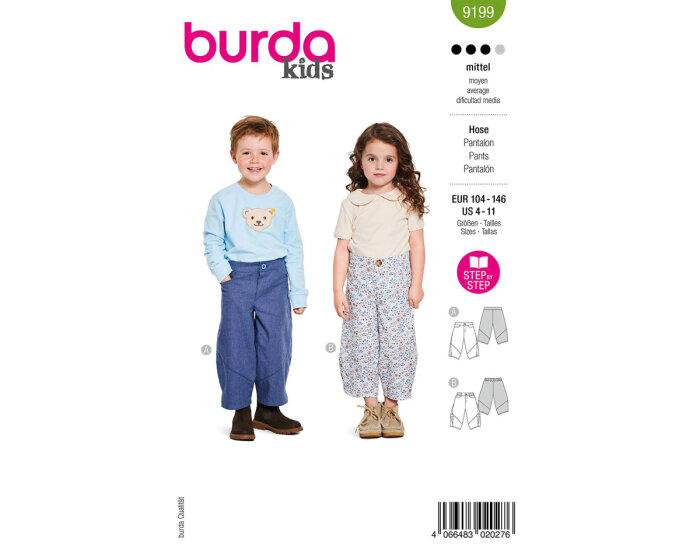 Schnittmuster für Kinder, Pumphosen, burda kids 9199