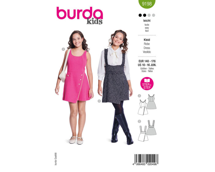 Schnittmuster für Kinder, Kleider mit Spitze & Fransen, burda kids 9198