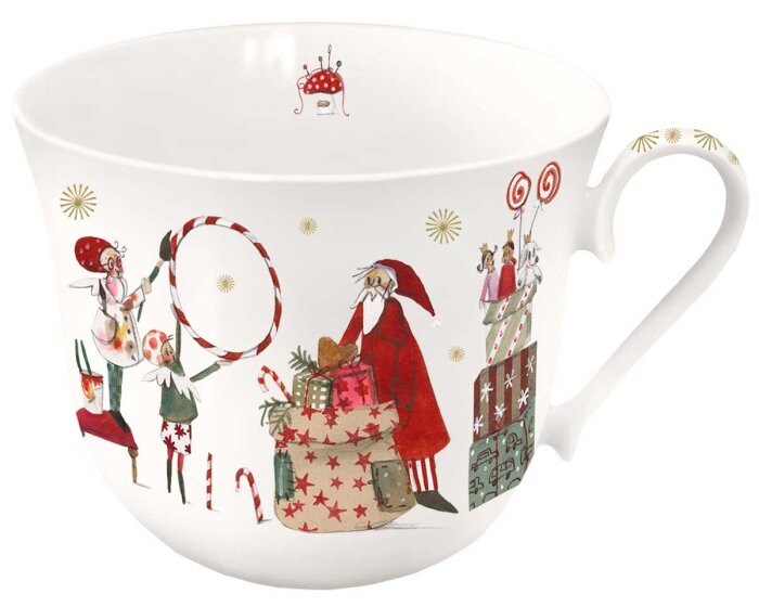 Porzellantasse WEIHNACHTSWERKSTATT, Wichtel, Grätz Verlag